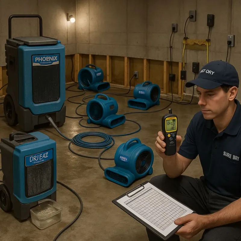 Structural Drying and Dehumidification process in Midway, PA